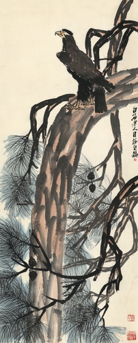 被裁去了黃琪翔原款的齊白石佳構(gòu)《松鷹圖》。
