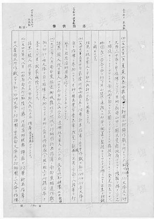 　圖為日本戰犯長島勤的部分筆供。