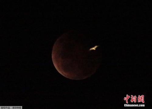當地時間2014年10月8日，澳大利亞悉尼，月全食開始出現。