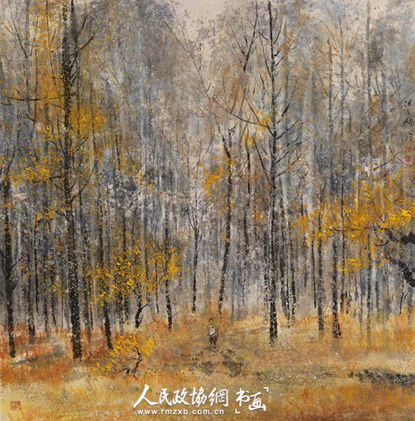 陳之麟 《獨步詠涼天》彩墨 紙本設色_副本