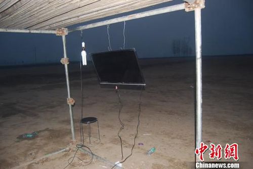 圖為賭博過程中實況轉播的電視。　警方供圖