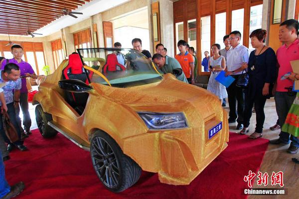 　3月24日，中國首臺3D打印概念汽車在海南三亞發(fā)布。駱云飛 攝