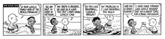 1968年7月31日,富蘭克林首次在《花生》漫畫系列中登場 圖片:Charles Schulz