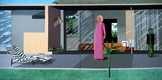 大衛·霍克尼，《比佛利山的家庭主婦》（1966-67）。圖片：via Hockneypictures.com