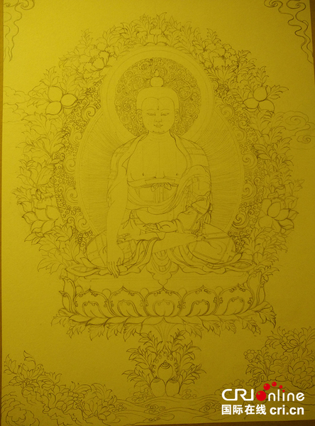 　現場展出的唐卡手稿