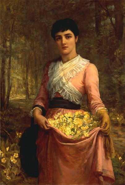 埃德溫·朗，《我們英格蘭帝國的女兒：櫻草花》（1887），布面油畫。（來自英國藝術中心）