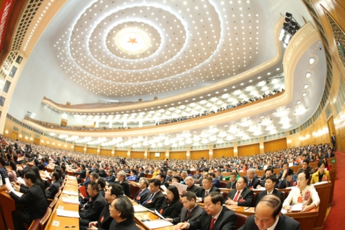 新華社照片，北京，2016年3月16日 
    十二屆全國人大四次會議在北京閉幕 
    3月16日，第十二屆全國人民代表大會第四次會議在北京人民大會堂舉行閉幕會。
    新華社記者 陳建力 攝