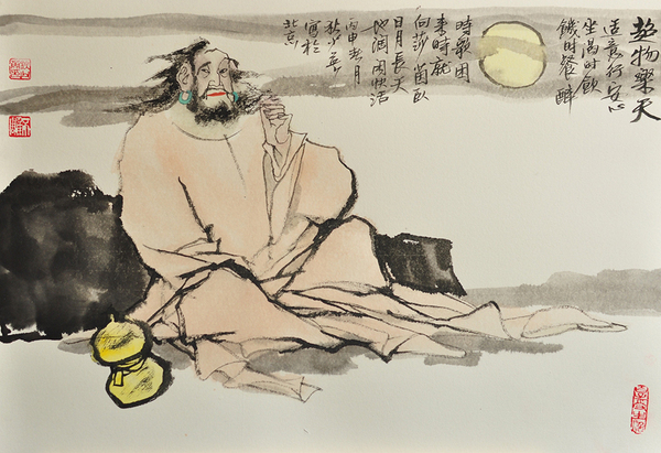 3、《超物樂天》，狄少英，45x65cm，紙本設色，2016
