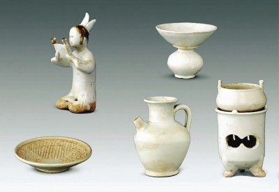 國家博物館內收藏的五代白瓷茶具文物