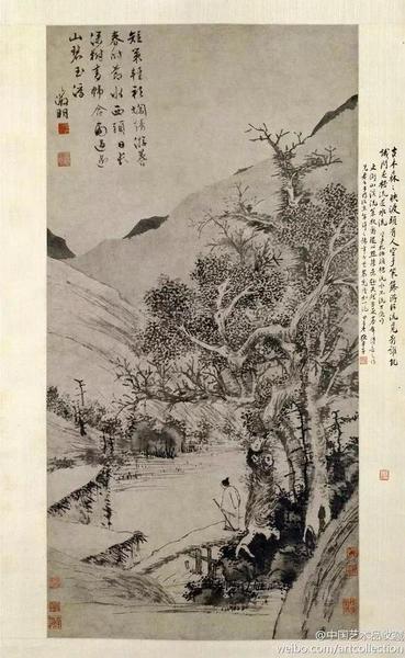 文徵明的《溪橋策杖圖》