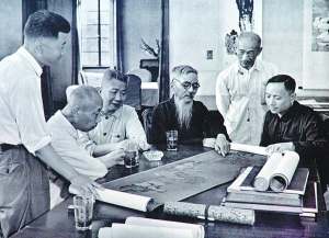 1962年豐子愷、賀天健、林風眠、張充仁、顏文樑、張樂平觀摩交流畫作