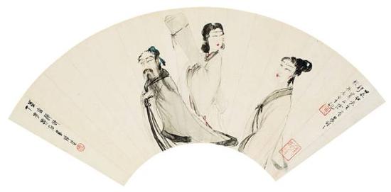 傅抱石扇面《東山逸致》，成交價(jià)：264.5萬(wàn)元，圖片來源：中國(guó)嘉德