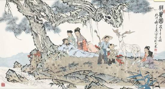 范曾《祥鹿圖》，成交價(jià)：713萬(wàn)元，圖片來源：中國(guó)嘉德