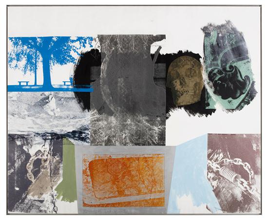 《搶救系列：樹蔭（Shade-Salvage）》，布面丙烯，1984年。圖片來源于網絡；圖片致謝：羅伯特·勞森伯格基金會和巴黎達泰斯·洛巴克畫廊