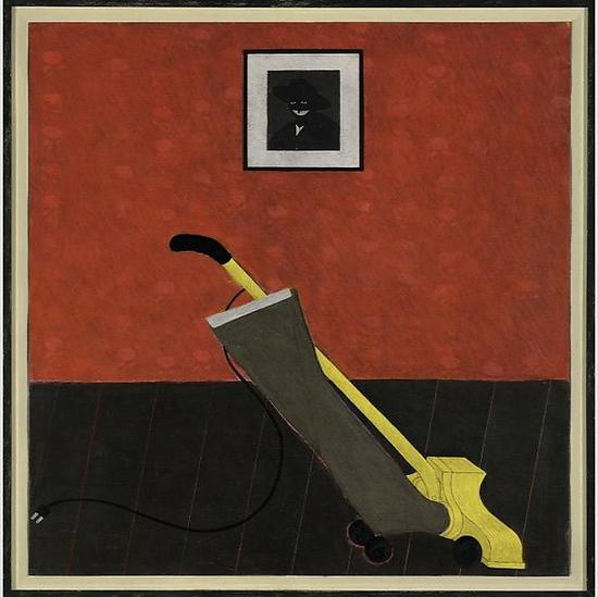 　　《藝術家的肖像和一只吸塵器（Portrait of the Artist &amp； a Vacuum）》，紙上丙烯，1981年。圖片來源：大都會布勞耶分館官網