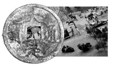 　　展現(xiàn)金人生活場景的雕塑和金代貨幣。