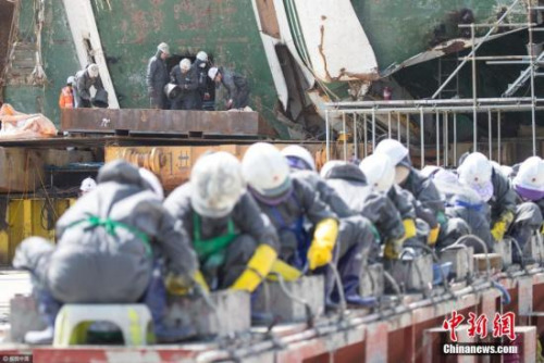 資料圖：世越號打撈現場