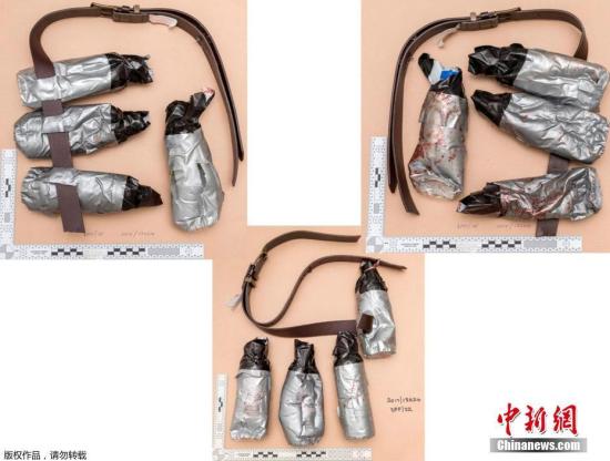 各角度拍攝的假爆炸裝置。