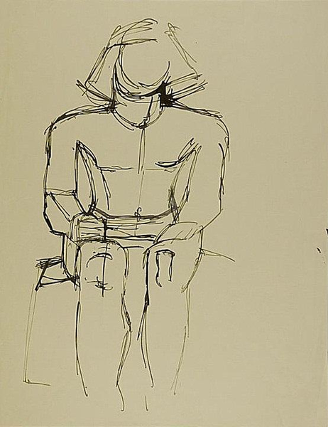 賈科梅蒂 Alberto Giacometti - 法老雕像手稿
