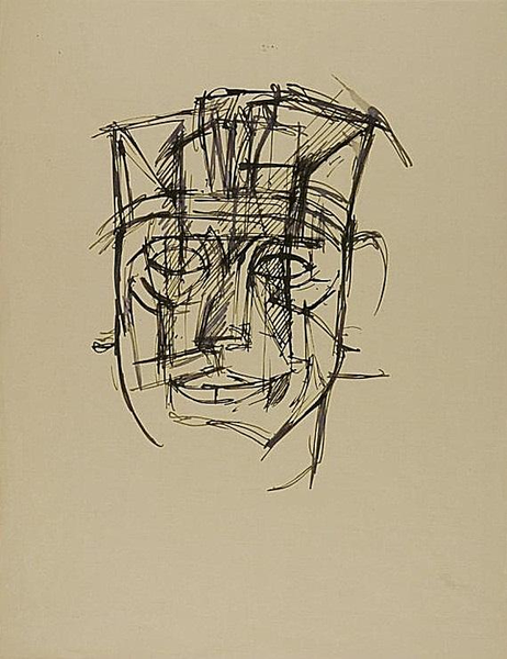 賈科梅蒂 Alberto Giacometti - 法老頭像手稿