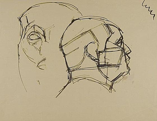 賈科梅蒂 Alberto Giacometti - 埃及頭像手稿