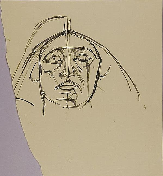 賈科梅蒂 Alberto Giacometti - 埃及頭像手稿