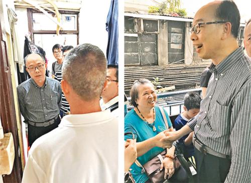 陳帆探訪劏房戶。圖片來源：香港《文匯報》。