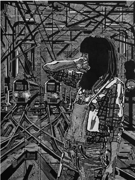 李仲 一號線·都市現在時 60×45cm 木版 2016年