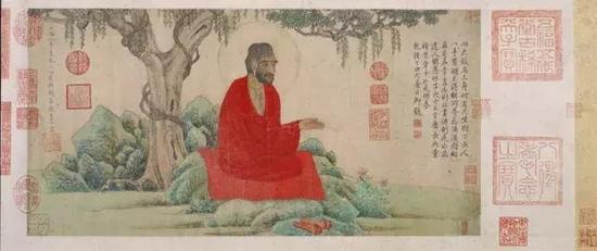 元，趙孟頫，紅衣羅漢圖卷，遼寧省博物館藏