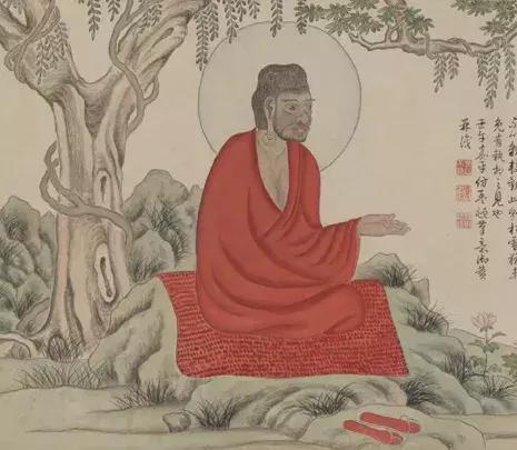 乾隆帝仿趙孟頫紅衣羅漢圖卷局部，故宮博物院藏