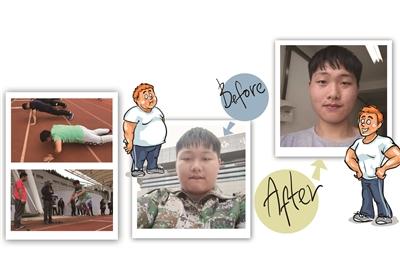 周老師帶著學生上減脂課。 　　(減肥之前) 　　減肥前的吳秀揚220斤。 　　甩肉51斤后，小伙精神多了。