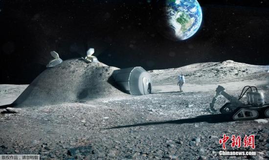 資料圖：歐洲航天局發布的3D打印月球基地效果圖。