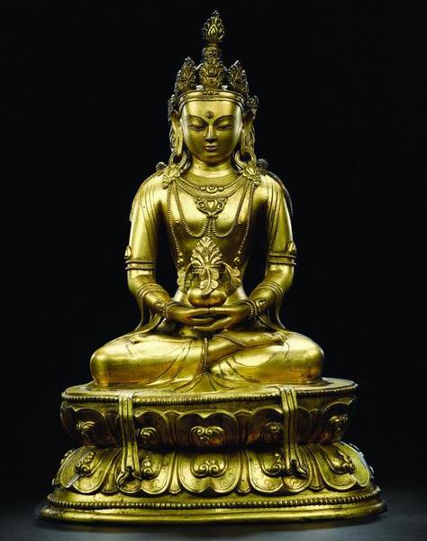 清康熙 銅鎏金無(wú)量壽佛 中國(guó)嘉德2017春季拍賣(mài)會(huì) RMB 1，725，000