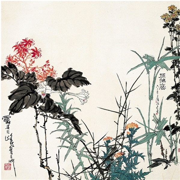 《雁蕩山花圖》 122×121厘米 1963年