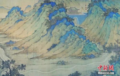　　圖為《絲路山水地圖》局部。 <a target='_blank' href='http://www.chinanews.com/'>中新社</a>記者 杜洋 攝 