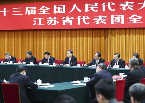 3月7日，中共中央政治局常委、中央紀委書記趙樂際參加十三屆全國人大一次會議江蘇代表團的審議。