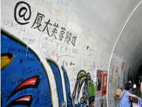 廈大芙蓉隧道遭游客亂畫 校方呼吁愛護學生作品