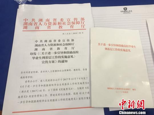 湖南發布“18條新政”鼓勵高校畢業生基層就業?！√菩∏?攝