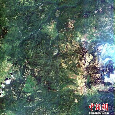 密云站接收的高分六號衛星16米多光譜中分辨率寬幅相機首軌數據快視影像。中科院遙感地球所 供圖