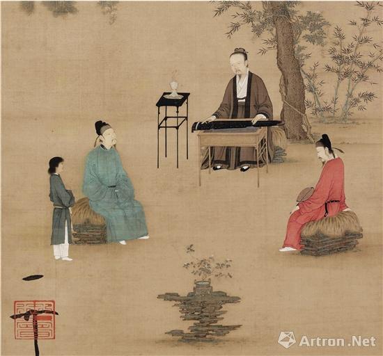 宋 趙佶 聽(tīng)琴圖軸（局部）