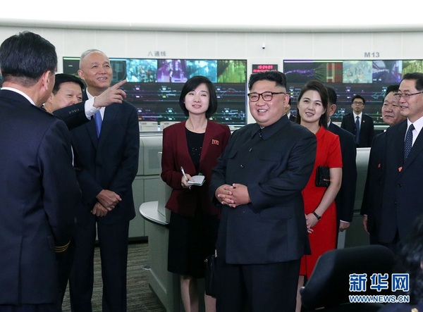 6月20日，中共中央總書記、國家主席習近平在北京釣魚臺國賓館會見朝鮮勞動黨委員長、國務委員會委員長金正恩。這是當天，金正恩參觀北京市軌道交通指揮中心。