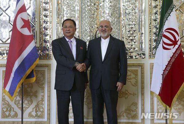 朝鮮外相李勇浩訪問德黑蘭 伊朗外長與其微笑握手