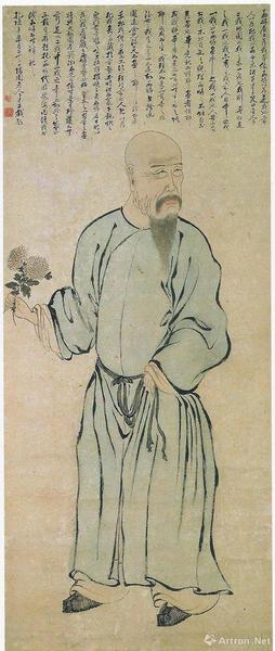 （清）羅聘《袁枚像》，紙本設(shè)色，158.5厘米×66.7厘米，日本京都國(guó)立博物館藏