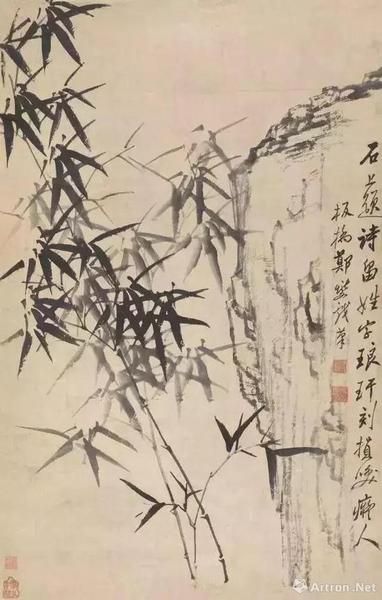 清 鄭夑 石畔瑯玕圖 鄧拓舊藏 現藏中國美術館
