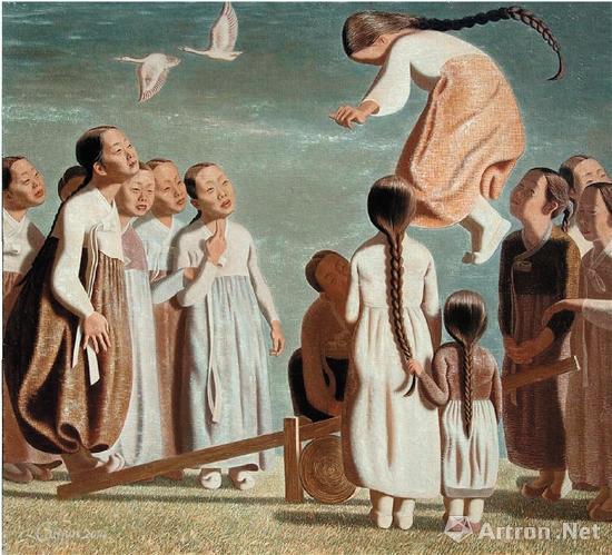 崔俊 延邊大學美術(shù)學院 春天的夢 170×185cm 油畫 2014年