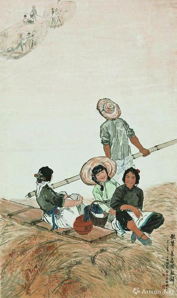 金志遠(yuǎn)徐孅1962年合作《歌聲蕩漾稻船歸》，中國美術(shù)館藏