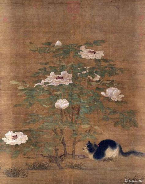 宋人《富貴花貍》軸 141x107.5cm 全幅長  122cm，現藏于臺北故宮博物院