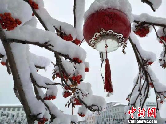 圖為街邊雪景。　張東艷 攝