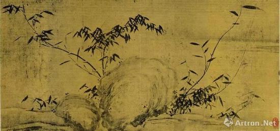 蘇軾 瀟湘竹石圖（局部） 絹本水墨 28105.6cm 現(xiàn)藏于中國(guó)美術(shù)館
