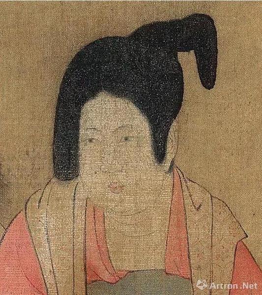 《虢國夫人游春圖》中梳墮馬髻的女性之一